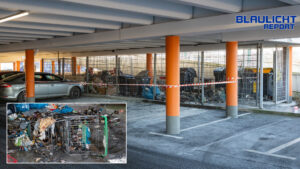 Brand unter Parkdeck in Görlitz – Einkaufswagen mit Müll angezündet