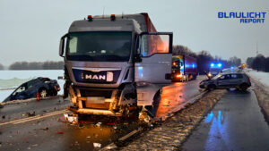 Schwerer Verkehrsunfall auf der B 6: Sechs Verletzte nach Kollision mehrerer Fahrzeuge