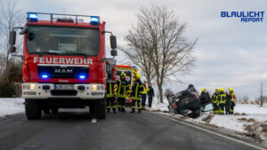 Wildwechsel und Glätte: VW überschlägt sich zwischen Rennersdorf und Herrnhut